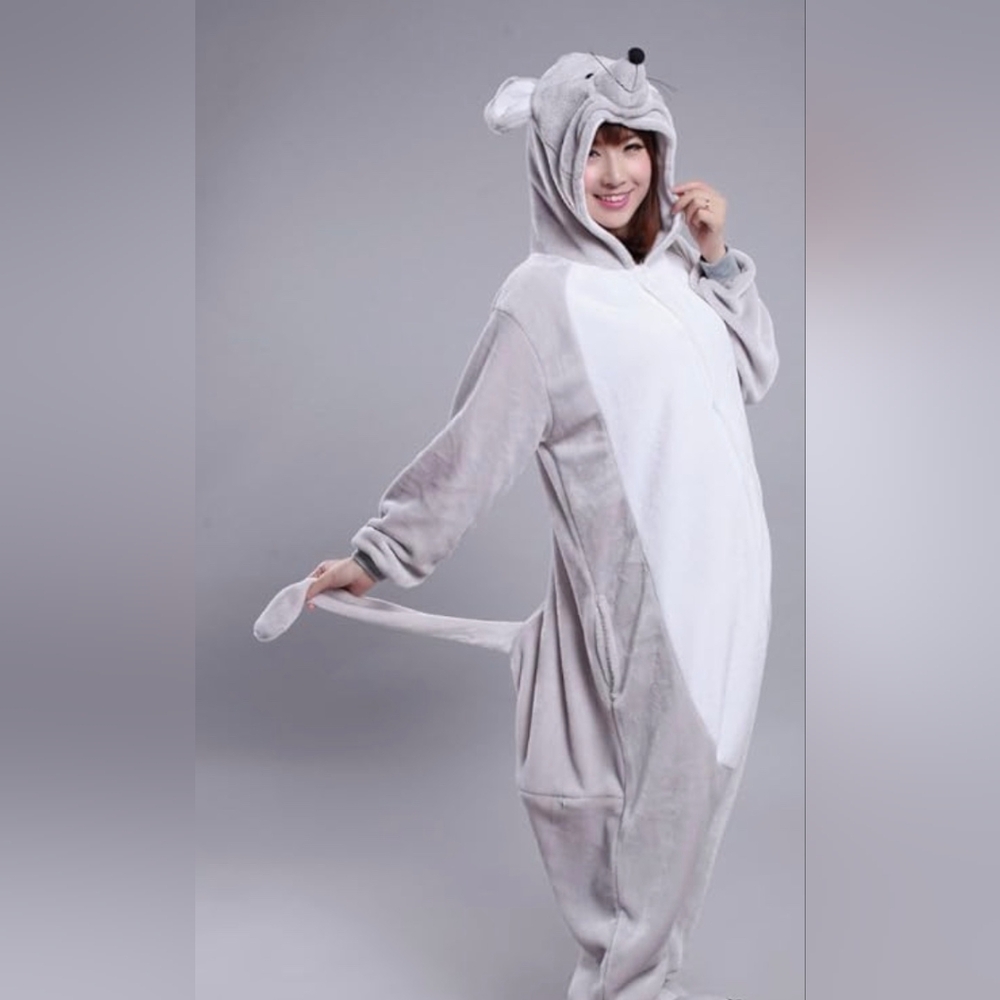 Gray and White Rat Adult Onesie